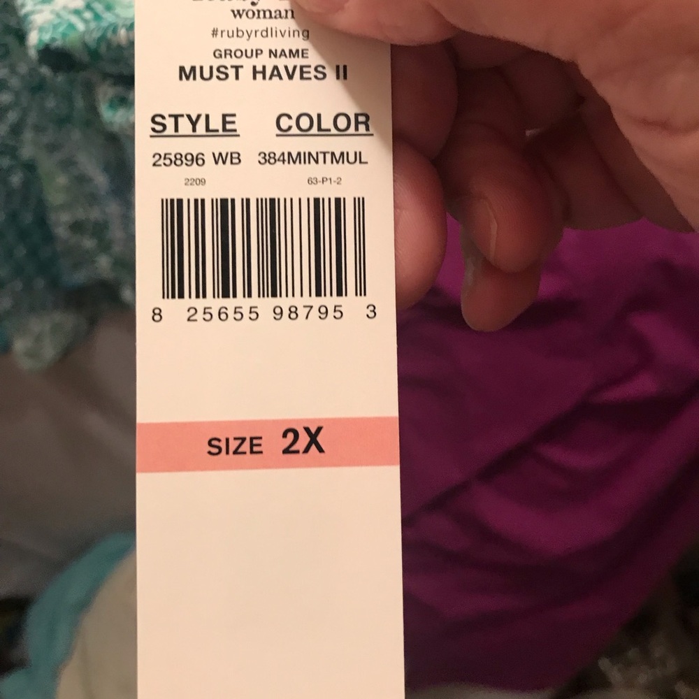 Ruby Rd. Green And Blue Patterned Blouse - image 4